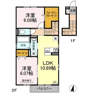 アールエム郡元 A・B棟【2階】の間取り