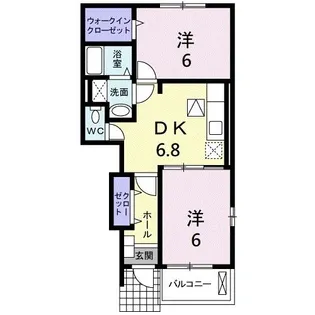 シャトーフレイズB【1階】の間取り