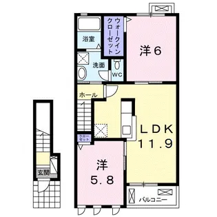 2LDKの間取り画像