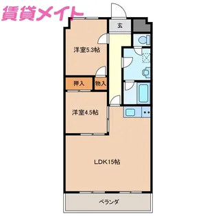 2LDKの間取り画像