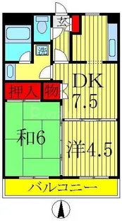 プラザホワイトA【5階】の間取り