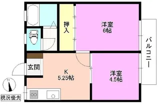 フラット上田原【1階】の間取り