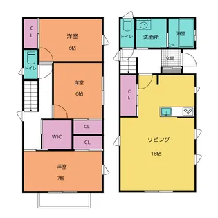 栃木県宇都宮市御幸本町【一戸建】の間取り