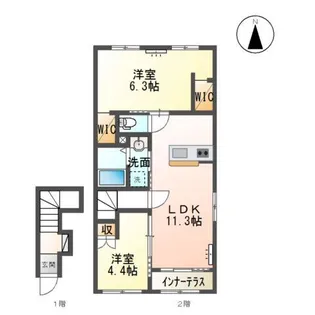 岡山県岡山市東区益野町【アパート】の間取り