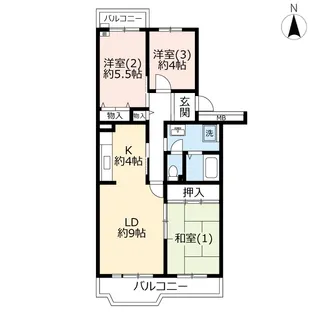UR浜見平【5階】の間取り
