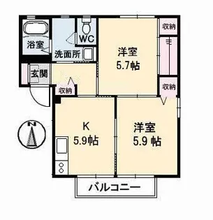 パークヒル B棟【2階】の間取り