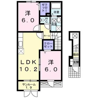 カリーノパラッツォC【2階】の間取り