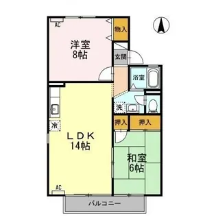 夏梅ビレッジ F棟【2階】の間取り
