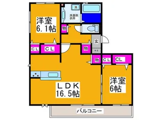 インペリアル ガ-デンA棟【2階】の間取り