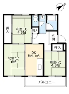 UR鈴蘭台第一【3階】の間取り