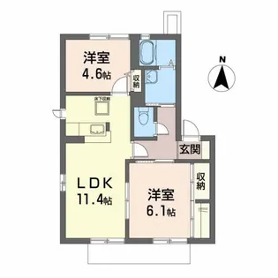 ディアコート名取C【1階】の間取り