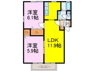 カサグランデ・ルビーB【2階】の間取り