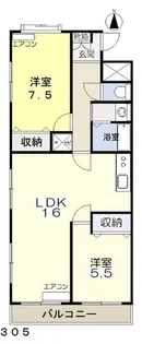 エバンス【3階】の間取り