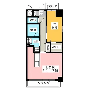 RESIDENCE KACHIGAWA【6階】の間取り
