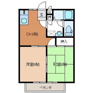 栃木県宇都宮市北若松原2【アパート】の間取り