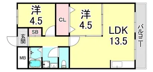 ハイツニュー多聞【4階】の間取り