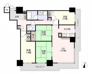 ファミールタワープラザ岡山イーストタワー【21階】の間取り