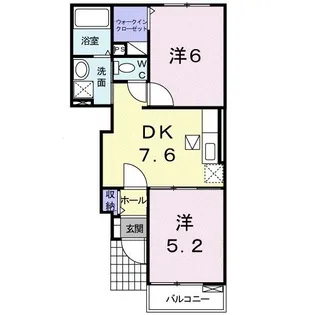 ベル・ハウスA【1階】の間取り