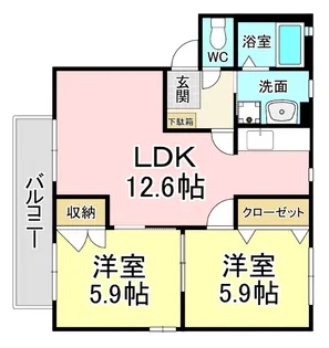 福岡県北九州市小倉南区中曽根東2【アパート】の間取り