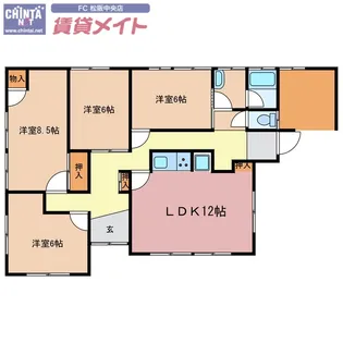 三重県松阪市田原町【一戸建】の間取り