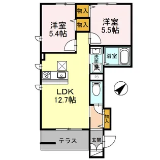 福岡県久留米市野中町【アパート】の間取り
