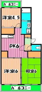 市川グリーンタウン鈴【3階】の間取り