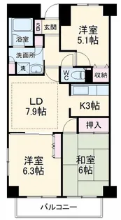 グロリオール里見壱番館【5階】の間取り