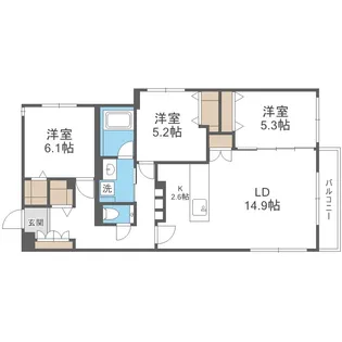 グレン山鼻【3階】の間取り