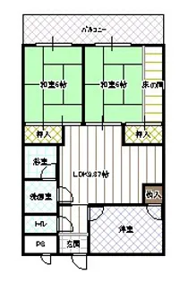 ウエストサイド【3階】の間取り