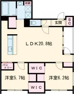 ネコフィーノ旭町III【1階】の間取り