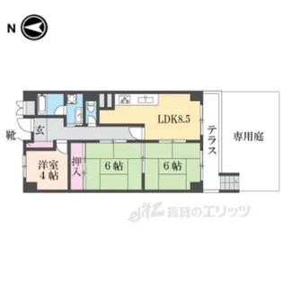 枚方ハイツ8号棟【1階】の間取り