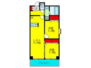 ガーデンハイツ江戸堀【8階】の間取り