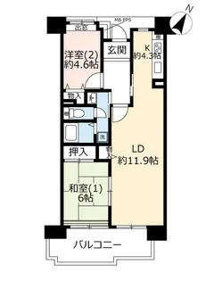 URシティコート世田谷給田【6階】の間取り