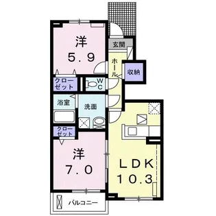 サンライズB【1階】の間取り