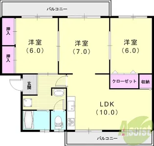 ひよどり台7団地40号棟【3階】の間取り