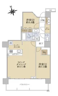 メガシティタワーズTHE EAST【38階】の間取り