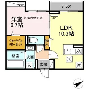 グランドゥールK八乙女【1階】の間取り