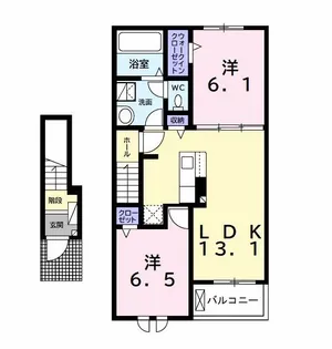 グレイスレジデンス 館山A【2階】の間取り