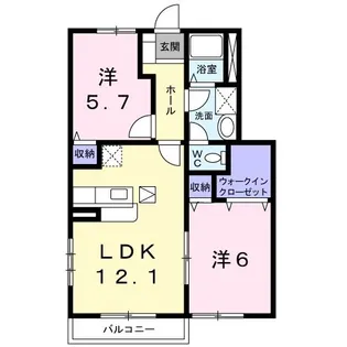 リブインクレストII【1階】の間取り