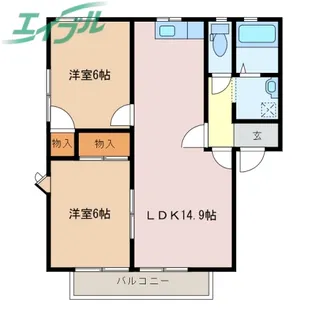 笹川ロッジ A【1階】の間取り