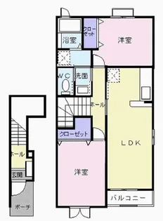 兵庫県西脇市下戸田【アパート】の間取り