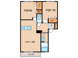 クラヴィエ松崎【1階】の間取り