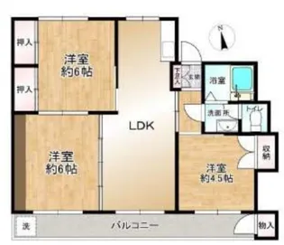 多摩川住宅ト号棟【2階】の間取り
