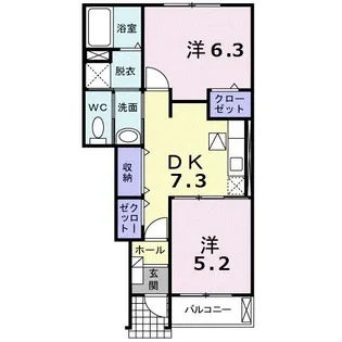 ラ・カーサ・ヴェントA【1階】の間取り