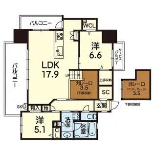 アソシア神水ガーデンテラス 1201号【12階】の間取り