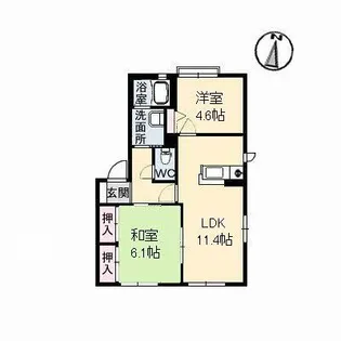 ハートフル南松永 A棟【1階】の間取り