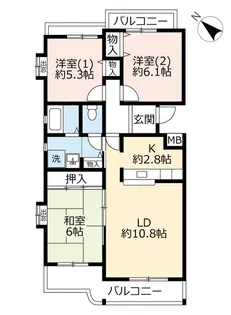 UR高槻・阿武山十番街【3階】の間取り