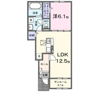 シャトー ソレイユIII A【1階】の間取り