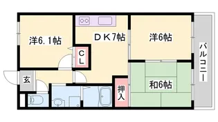 ロイヤルコーポ白浜【6階】の間取り