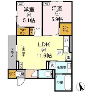 Asset-Court立川富士見町【1階】の間取り